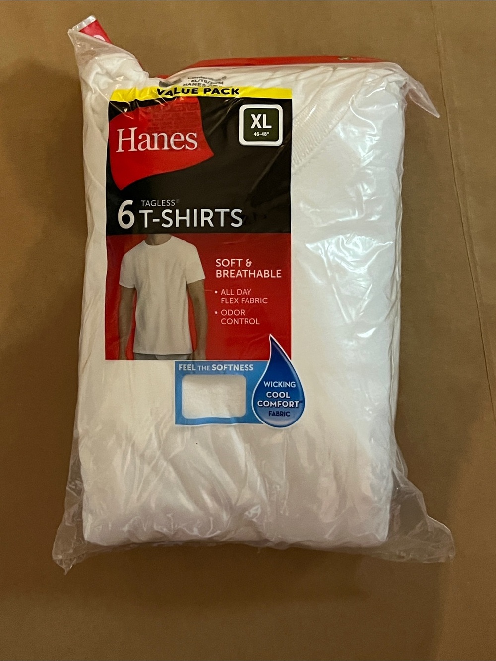 Hanes White 6-Pack Tagless T-Shirts - XL